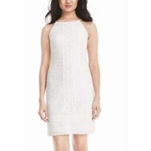 White House Black Market Crochet Lace Shift Mini Dress White 2 Petite